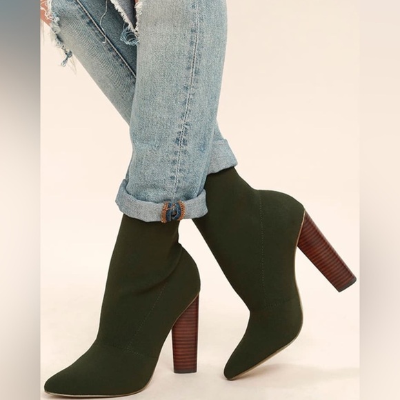 Steve Madden Capitol Olive Knit Mid-Calf High Heel Boots - Picture 1 of 8